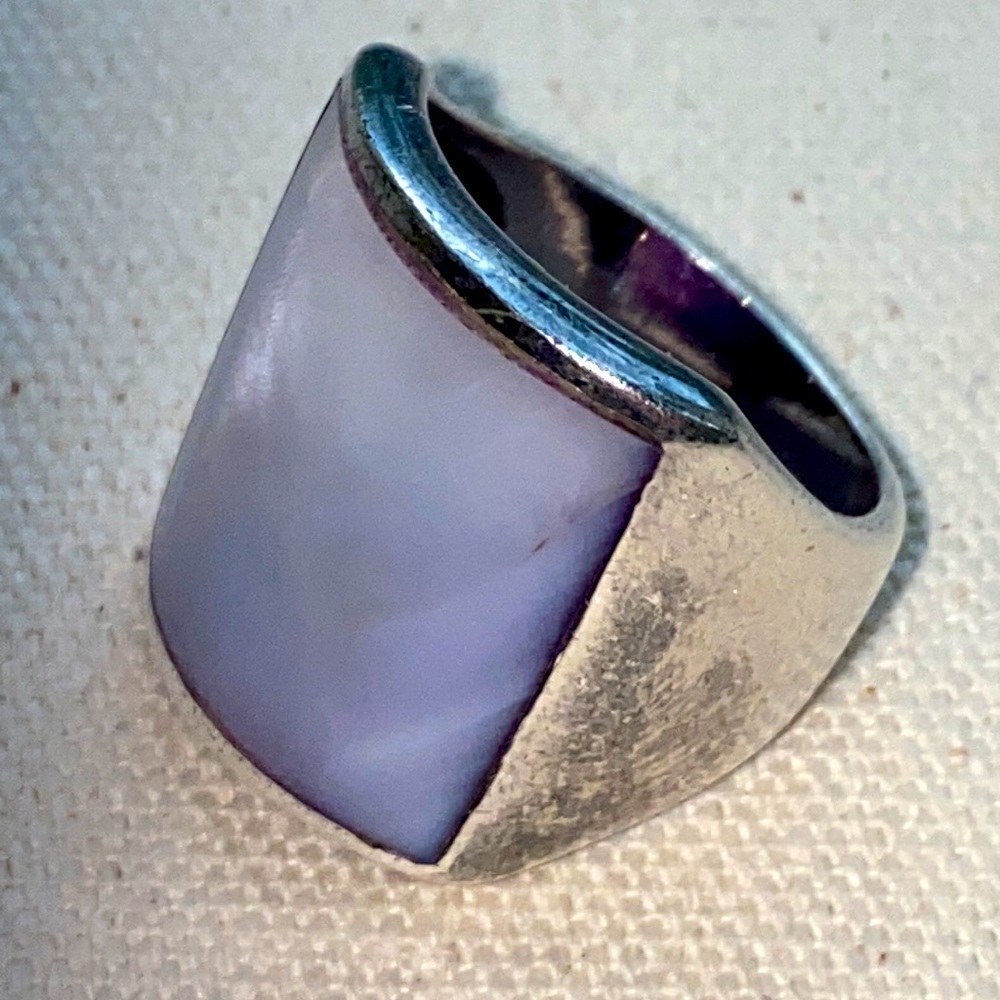 Solid 925 Sterling Silver Purple Mop Mother Of Pe… - image 1